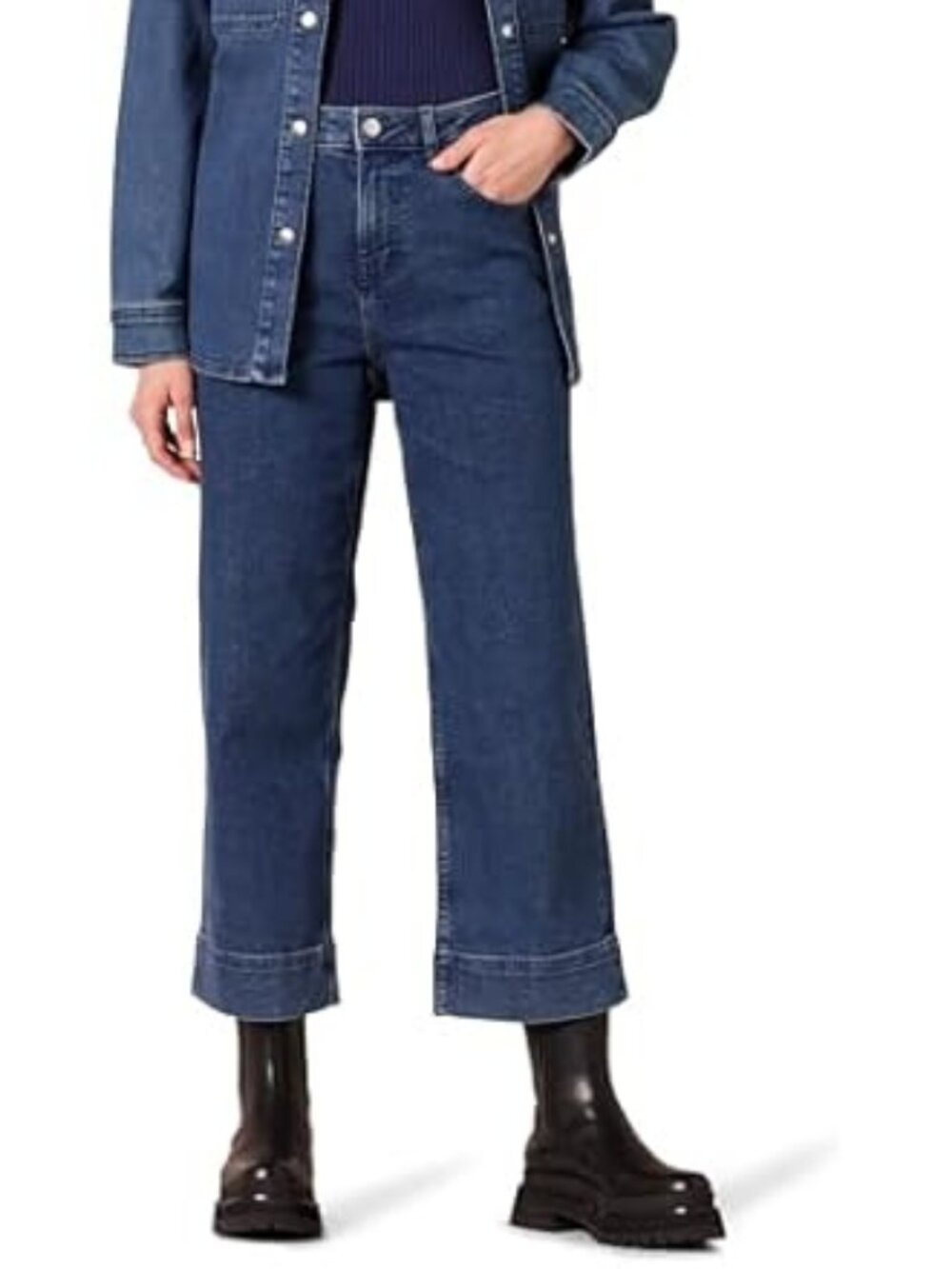 NEW Amazon Essentials Women High-Rise Wide Leg Stretch Jeans NWT 10 Medium Wash
